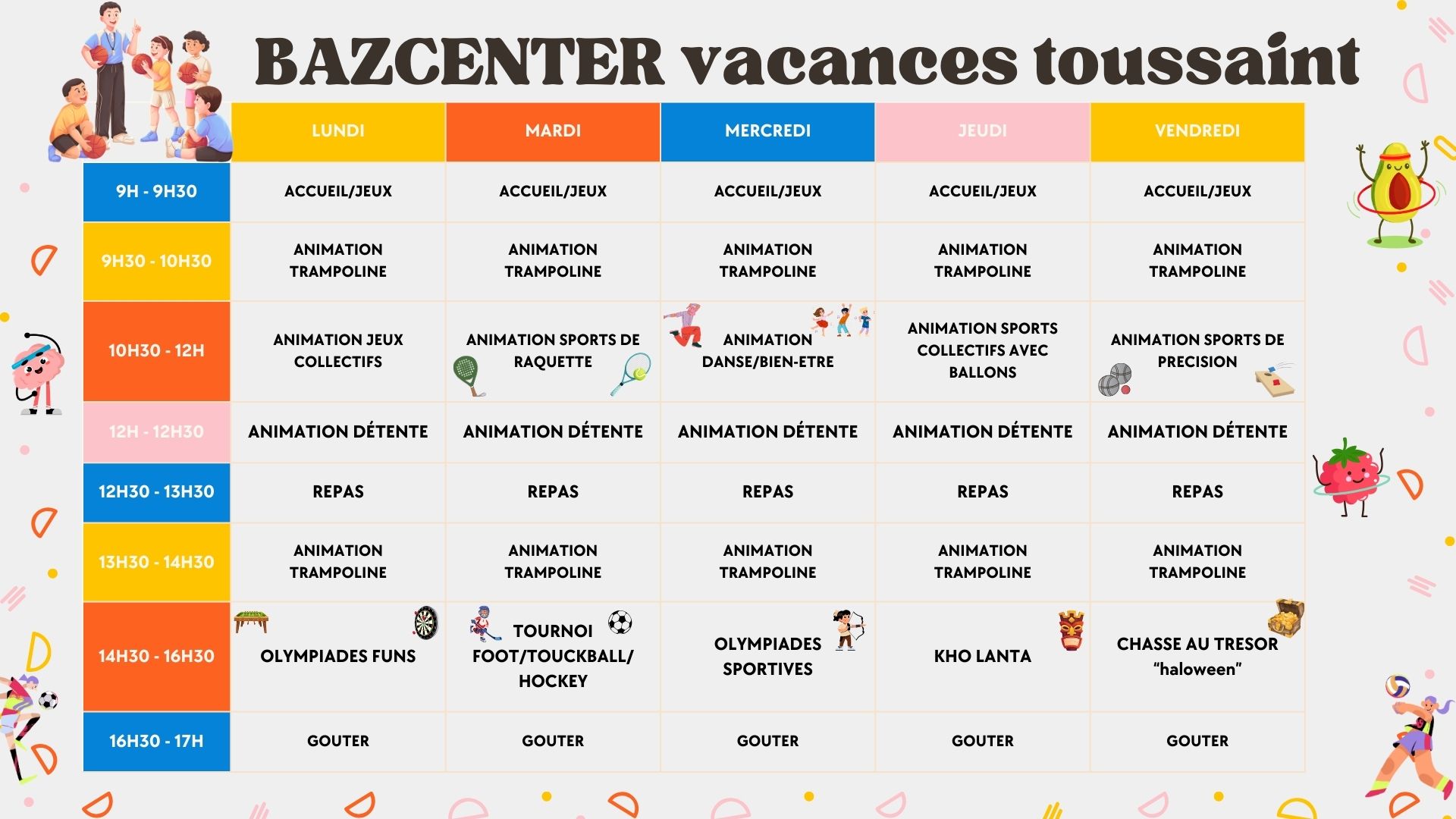 planning multi activités enfant programme activité flers