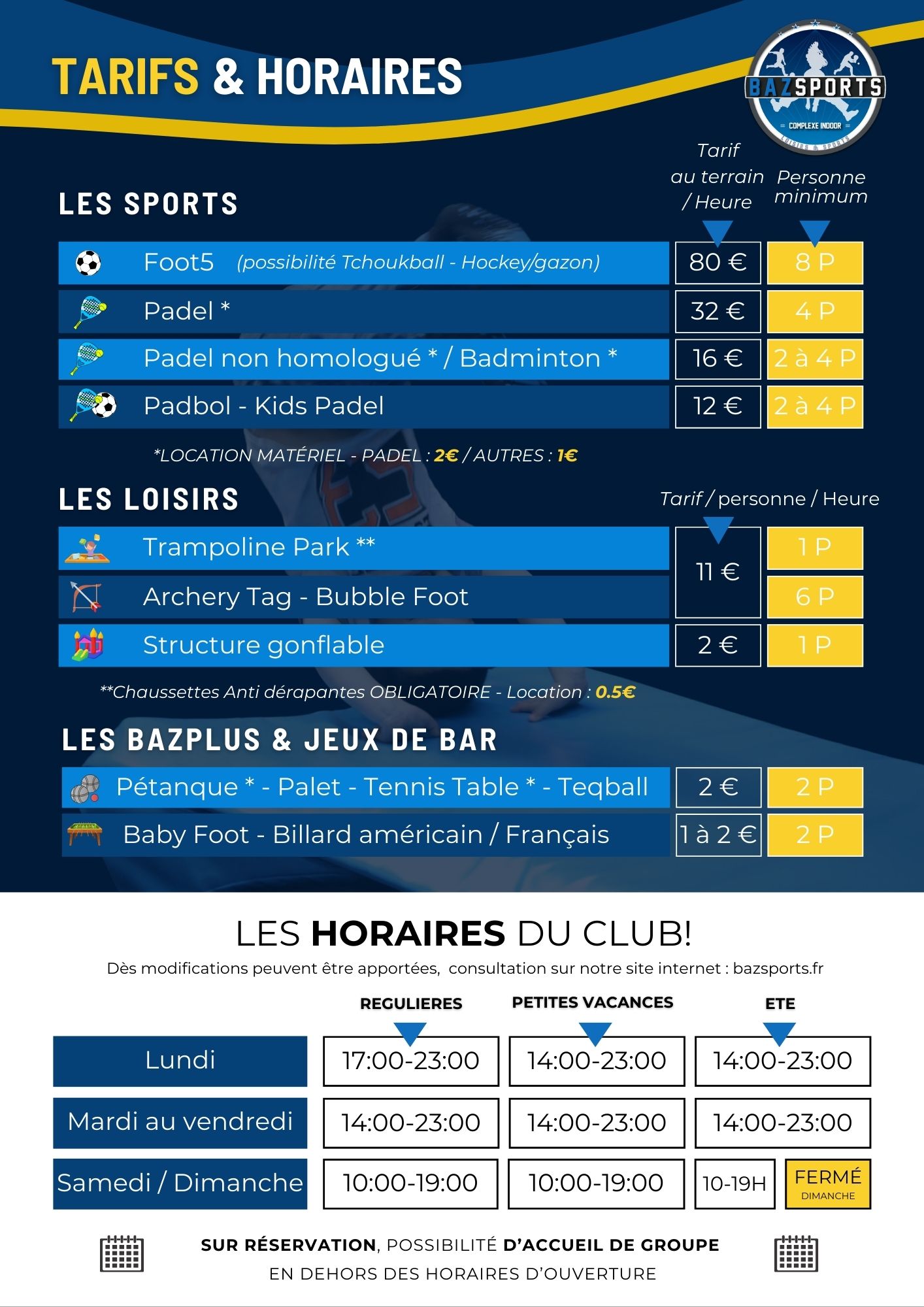 tarifs & horaires tarifs et horaires